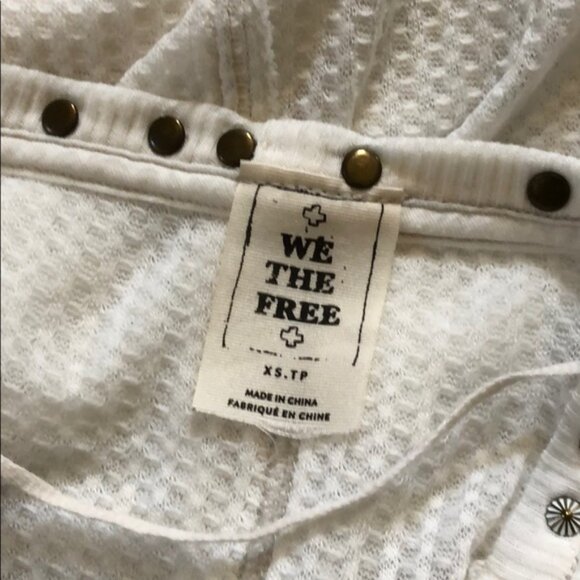 New We The Free star studded wide neck boatneck bateau waffle semisheer tunic - Picture 12 of 14